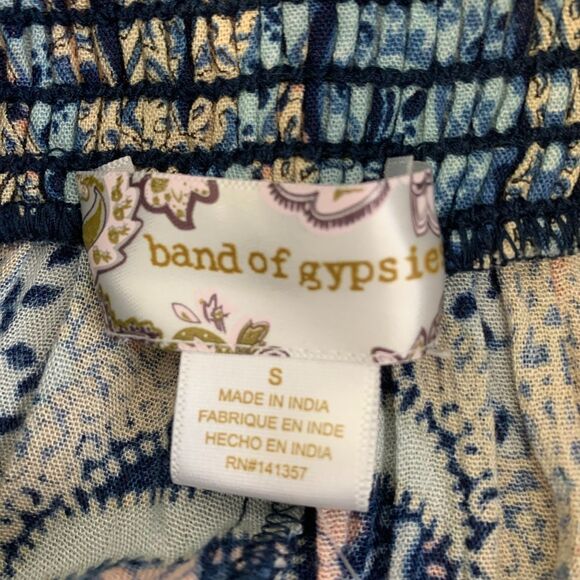 Band of Gypsies Palazzo Pants Smocked‎ Waist Tie Belt Slits Bohemian Wide Small - Picture 11 of 16